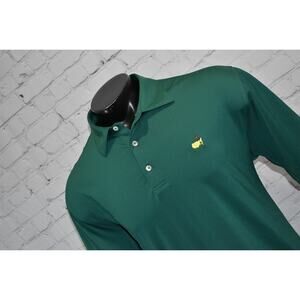 Masters Tech Mens Size Large Golf Polo Shirt Augusta Nationals Polyester Green